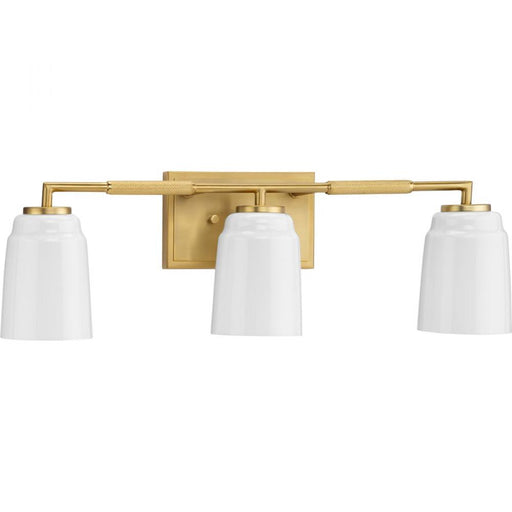 Spenser Collection Three-light Brushed Gold Industrial Vanity Light | P300505-191
