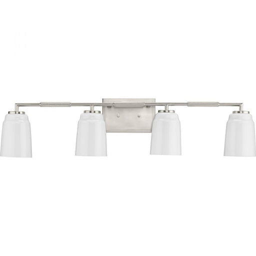 Spenser Collection Four-light Brushed Nickel Industrial Vanity Light | P300506-009