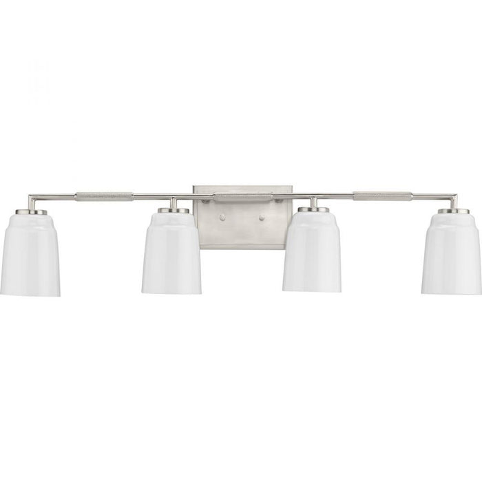 Spenser Collection Four-light Brushed Nickel Industrial Vanity Light | P300506-009