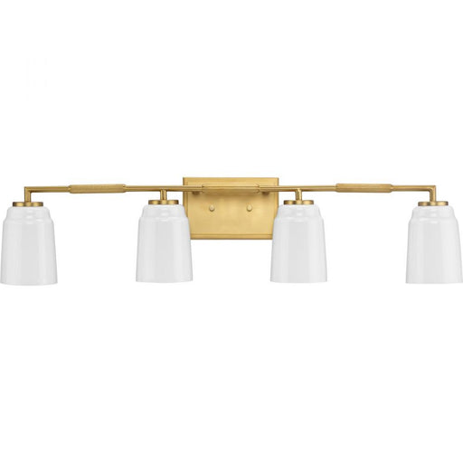 Spenser Collection Four-light Brushed Gold Industrial Vanity Light | P300506-191