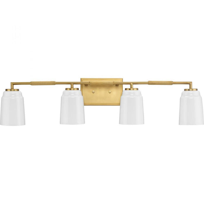 Spenser Collection Four-light Brushed Gold Industrial Vanity Light | P300506-191