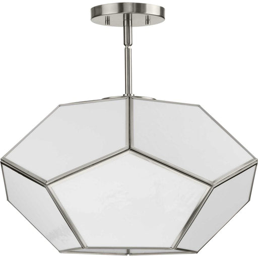 Progress Latham Collection 18 in. Three-Light Brushed Nickel Contemporary Flush Mount