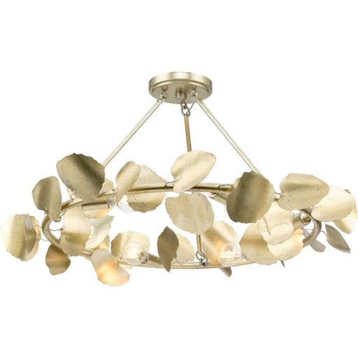 Progress Laurel Collection 28 in. Six-Light Gilded Silver Transitional Flush Mount