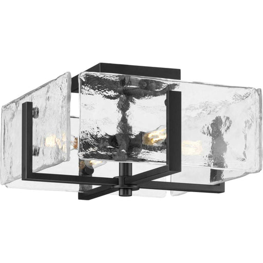 Progress Rivera Collection Four-Light 13 in. Matte Black Luxe Industrial Flush Mount