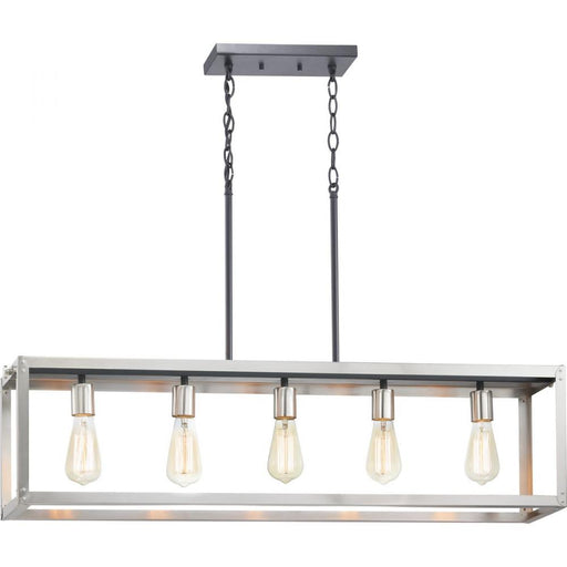 Progress Union Square Collection Five-Light Stainless Steel Coastal Chandelier Light