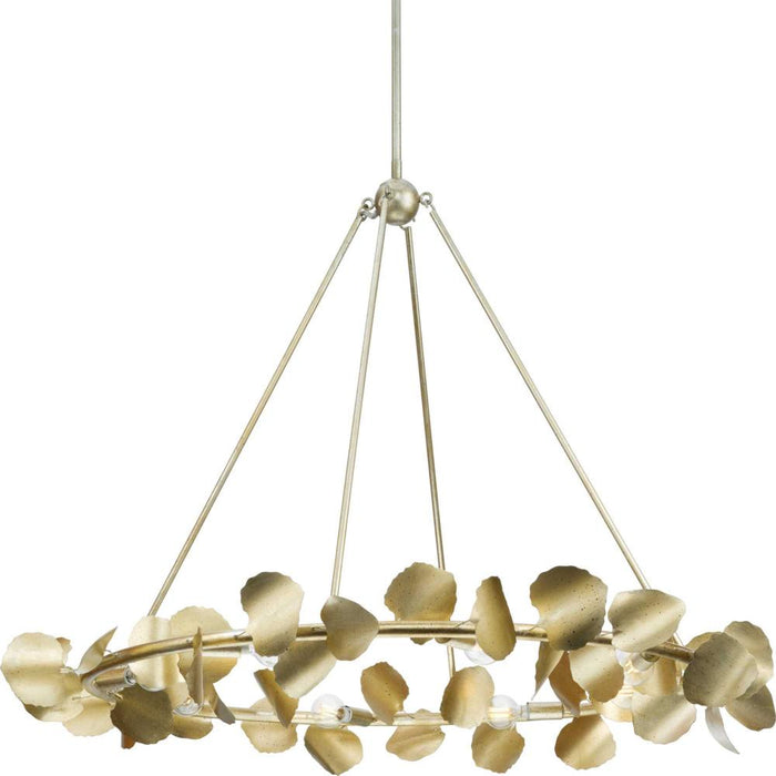 Progress Laurel Collection Eight-Light Gilded Silver Transitional Chandelier