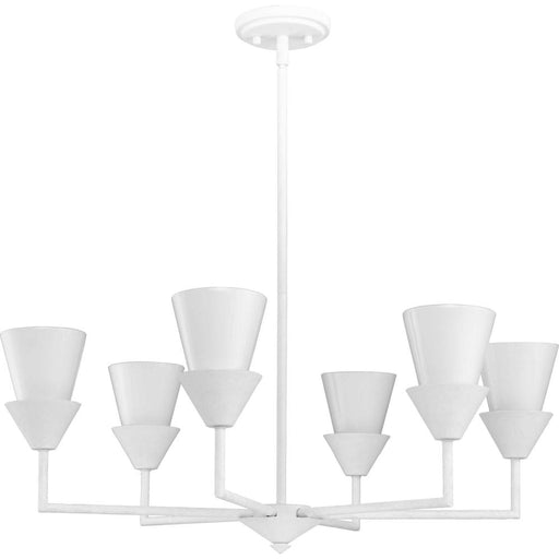 Progress Pinellas Collection Six-Light White Plaster Contemporary Chandelier