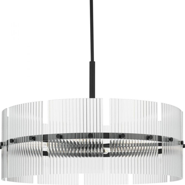 Progress Seville Collection Six-Light Matte Black Contemporary Chandelier