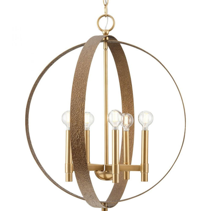 Progress Allegheny Collection Five-Light Soft Gold Rustic Modern Pendant