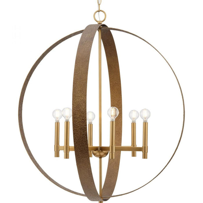 Progress Allegheny Collection Six-Light Soft Gold Rustic Modern Pendant