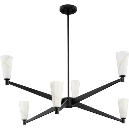 Progress Tosca Collection Six-Light Matte Black Modern Luxe Chandelier