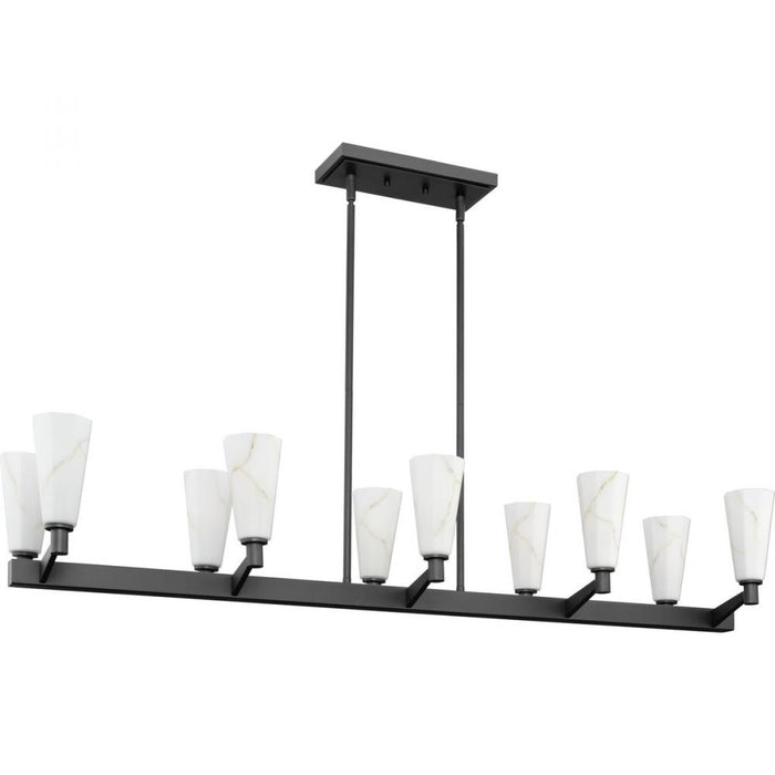 Progress Tosca Collection Ten-Light Matte Black Modern Luxe Linear Chandelier