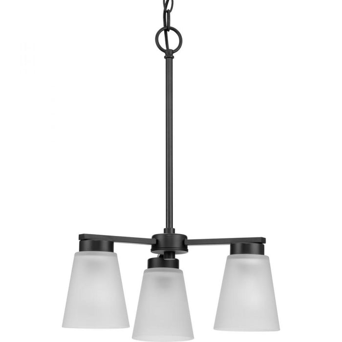 Progress Tanner Collection Three-Light Matte Black Transitional Chandelier