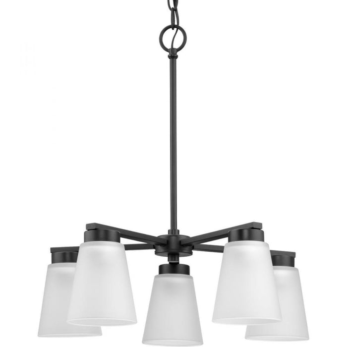 Progress Tanner Collection Five-Light Matte Black Transitional Chandelier