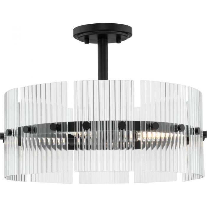 Progress Seville Collection Four-Light Matte Black Contemporary Pendant