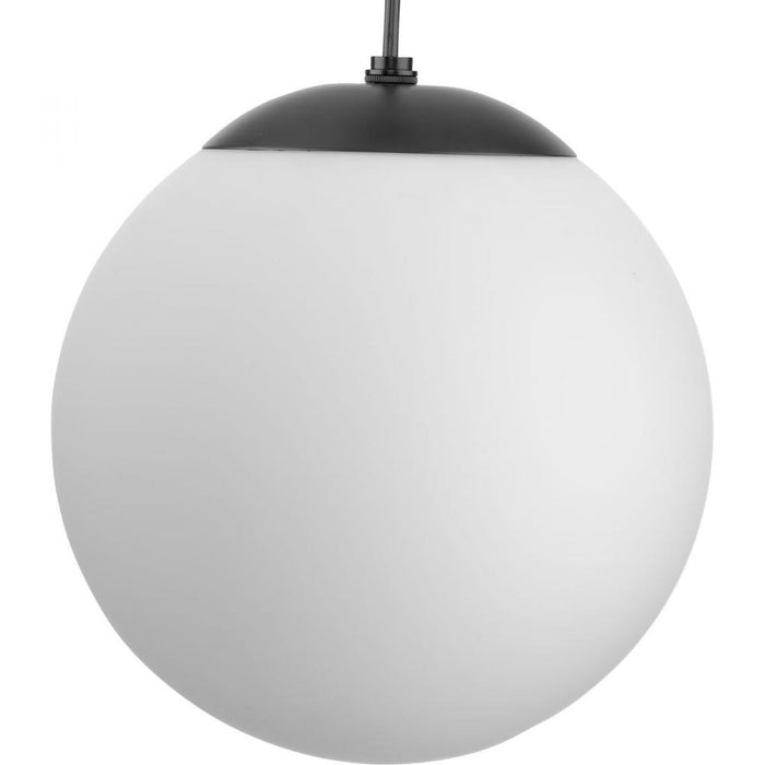 Progress Atwell Collection Matte Black and Opal Glass Globe Medium Hanging Pendant Light