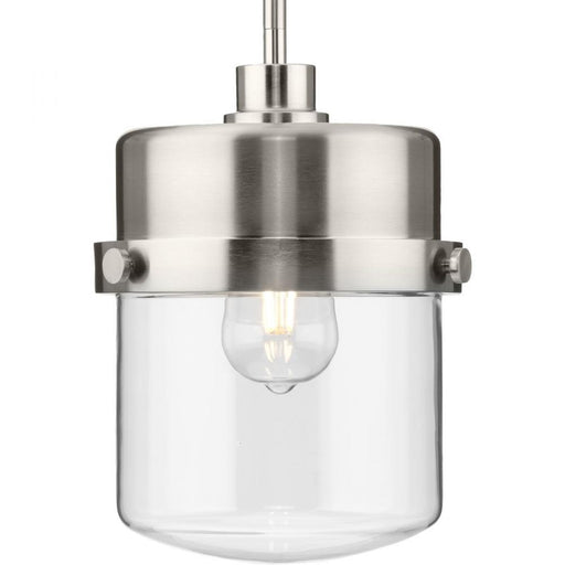 Progress Beckner Collection One-Light Brushed Nickel Clear Glass Urban Industrial Pendant Light