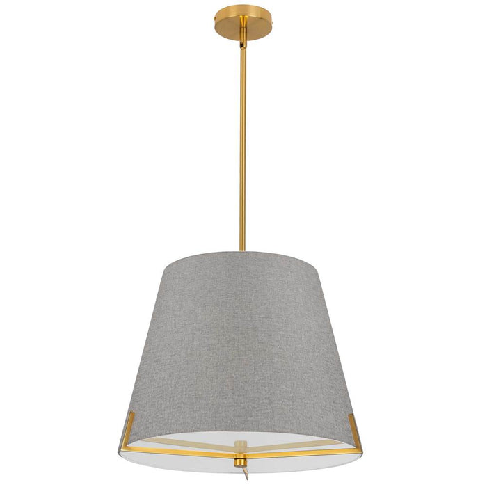 4 Lt Incandescent Pendant, Agb W/ Gry Fabric Shade | PST-184P-AGB-GRY