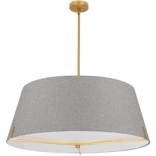 4 Lt Incandescent Pendant, Agb W/ Gry Fabric Shade | PST-324P-AGB-GRY