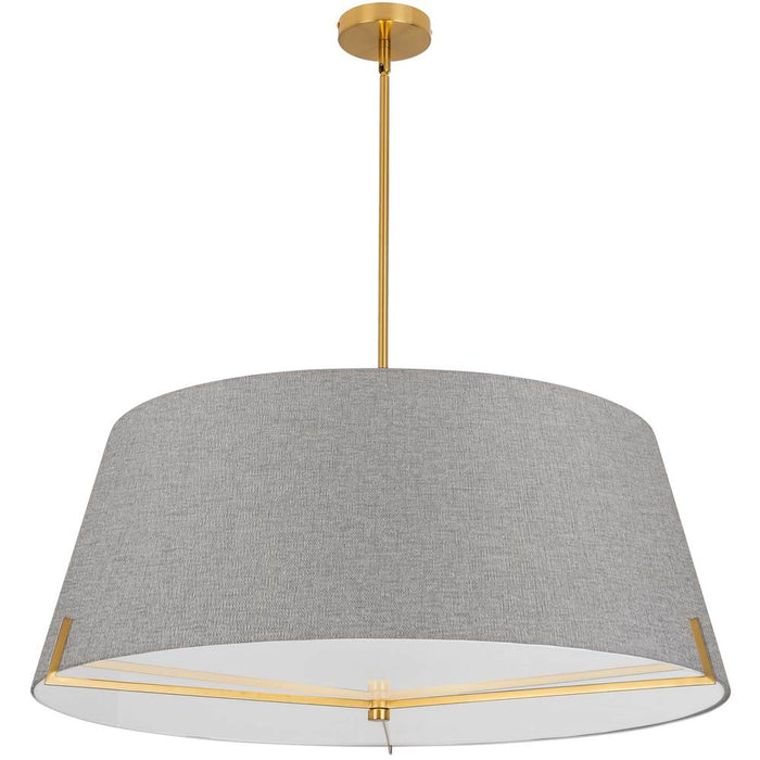 4 Lt Incandescent Pendant, Agb W/ Gry Fabric Shade | PST-324P-AGB-GRY