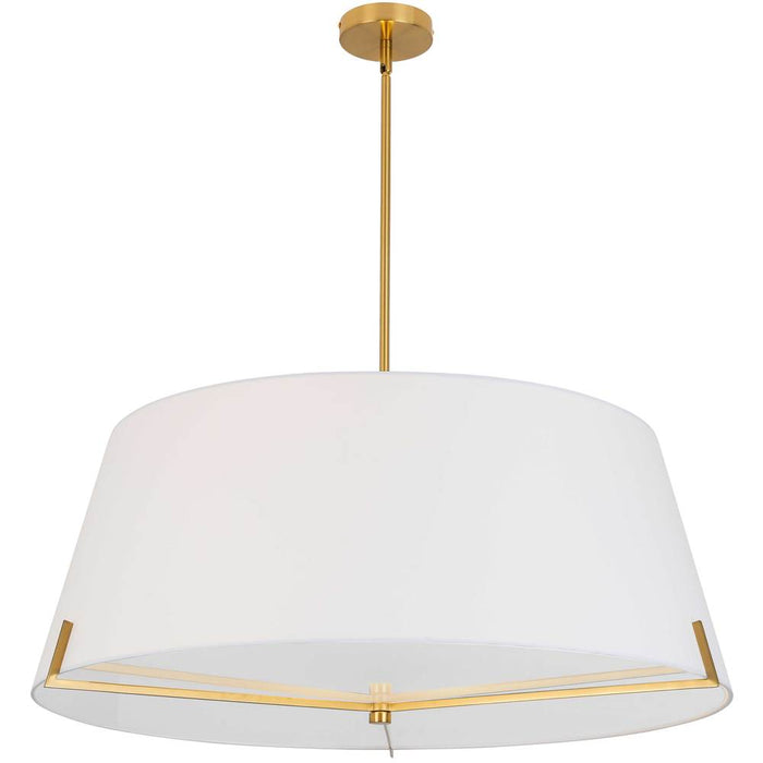 4 Lt Incandescent Pendant, Agb W/ Wh Fabric Shade | PST-324P-AGB-WH