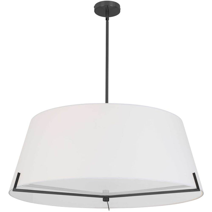 4 Lt Incandescent Pendant, Mb W/ Wh Fabric Shade | PST-324P-MB-WH