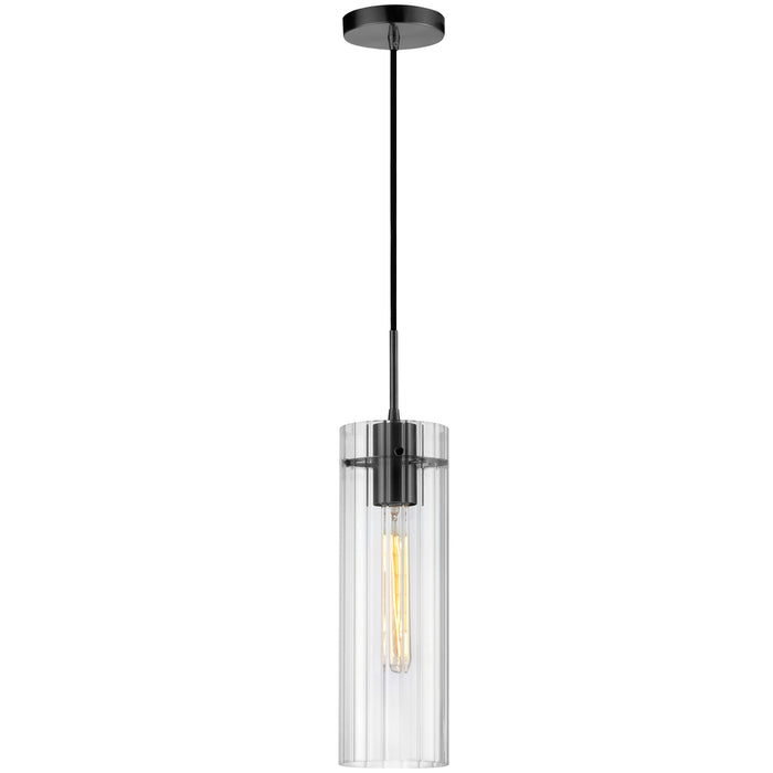 1lt Incand Pendant, Mb W/ Clr Fluted Glass | PTA-51P-CFF-MB