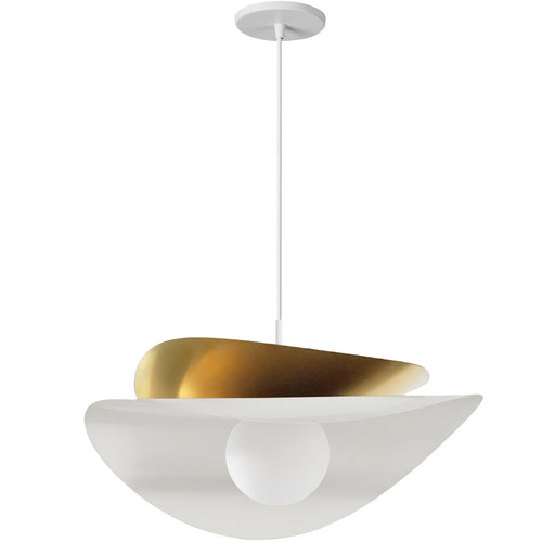 15w Pendant In Matte White & Aged Brass W/ Opal Glass | PVN-2015LEDP-MW-AGB
