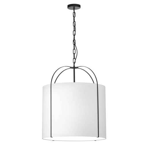  3 Light  Incandescent Pendant, Bk W/ Wh Shade | QCY-221P-BK-WH