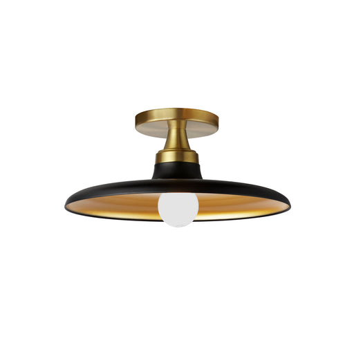 1 Light Semi- Flush Mount, Matte Black And Aged Brass | QTN-121SF-MB-AGB