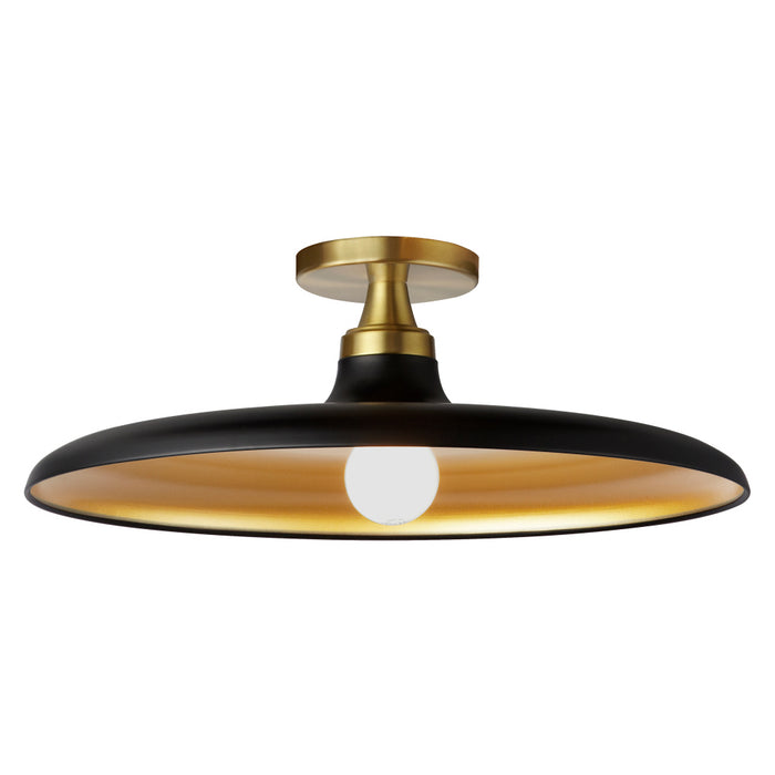 1 Light Semi- Flush Mount In Matte Black And Aged Brass | QTN-181SF-MB-AGB
