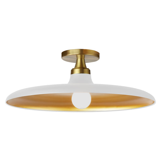 1 Light Semi- Flush Mount In Matte White And Aged Brass | QTN-181SF-MW-AGB