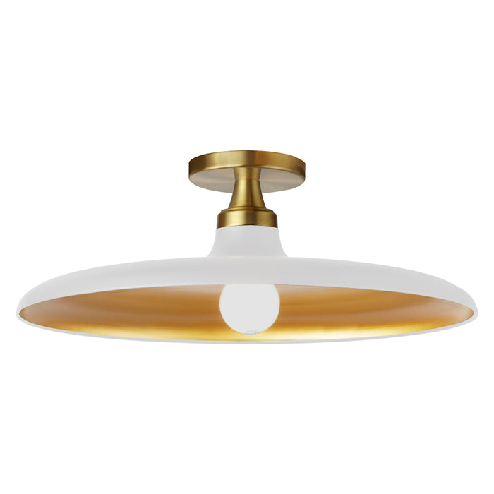 1 Light Semi- Flush Mount In Matte White And Aged Brass | QTN-181SF-MW-AGB
