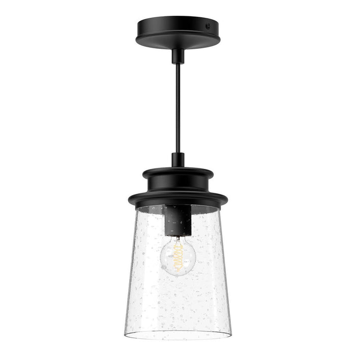 Quincy 6-in Clear Bubble Glass/textured Black 1 Light Exterior Pendant | EP533006BKCB