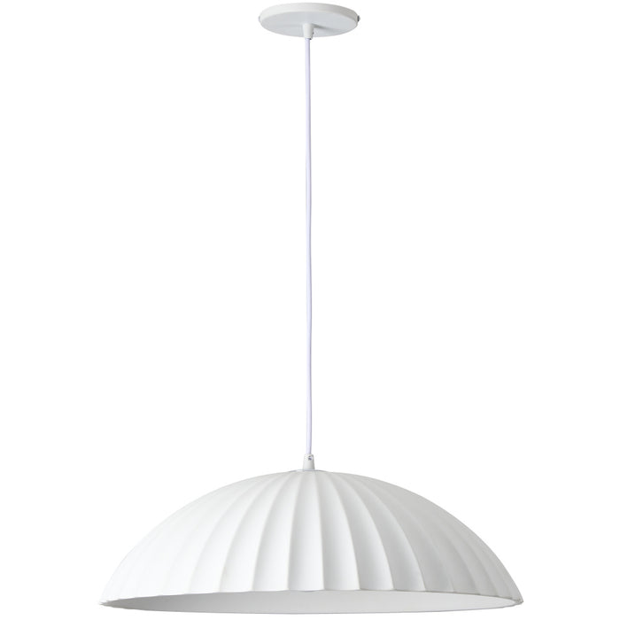 1 Light Ribbed Dome Pendant, Matte White | RAI-201P-MW