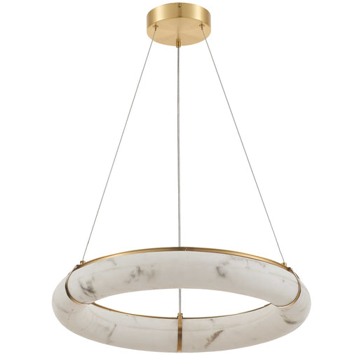 56w Pendant, Aged Brass W/ Faux Alabaster | RBN-2360LEDP-AGB-ALB