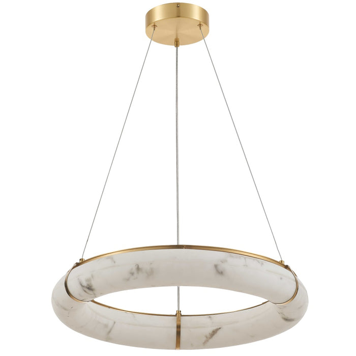 56w Pendant, Aged Brass W/ Faux Alabaster | RBN-2360LEDP-AGB-ALB