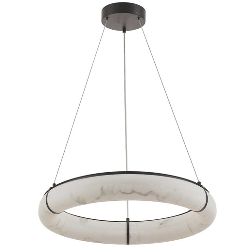 56w Pendant, Matte Black W/ Faux Alabaster | RBN-2360LEDP-MB-ALB