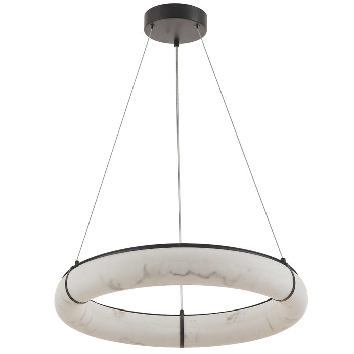 56w Pendant, Matte Black W/ Faux Alabaster | RBN-2360LEDP-MB-ALB