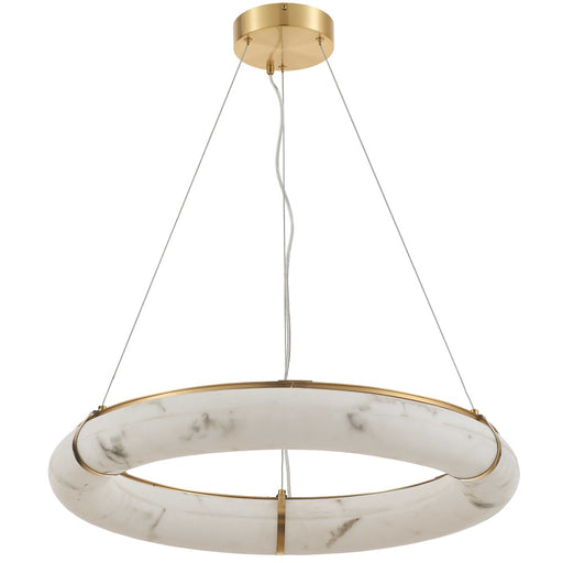 63w Aged Brass Pendant W/ Faux Alabaster | RBN-2768LEDP-AGB-ALB