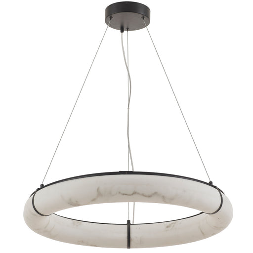 63w Matte Black Pendant W/ Faux Alabaster | RBN-2768LEDP-MB-ALB