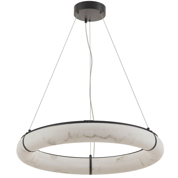 63w Matte Black Pendant W/ Faux Alabaster | RBN-2768LEDP-MB-ALB