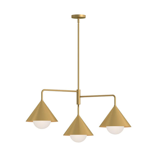 Alora Remy 38-in Brushed Gold/Opal Glass 3 Lights Chandeliers
