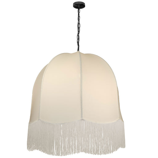 1 Light Incandescent Pendant, Matte Black W/ White Fringe Shade | REN-301P-MB