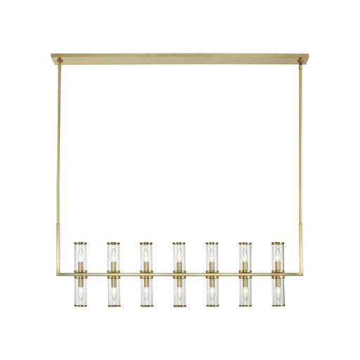 Alora Revolve Clear Glass/Natural Brass 14 Lights Linear Pendant
