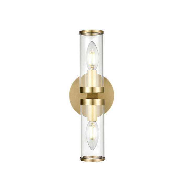 Alora Revolve Clear Glass/Natural Brass 2 Lights Wall/Vanity