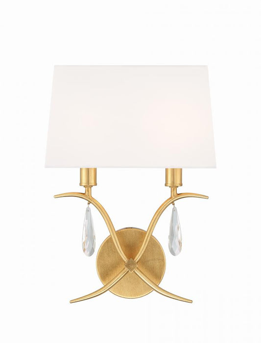 Crystorama Rollins 2 Light Antique Gold Sconce