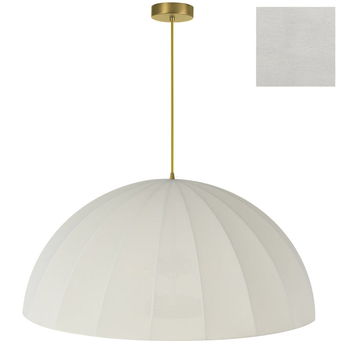 1 Light Aged Brass Pendant W/ Beige Linen Shade | RON-301P-AGB