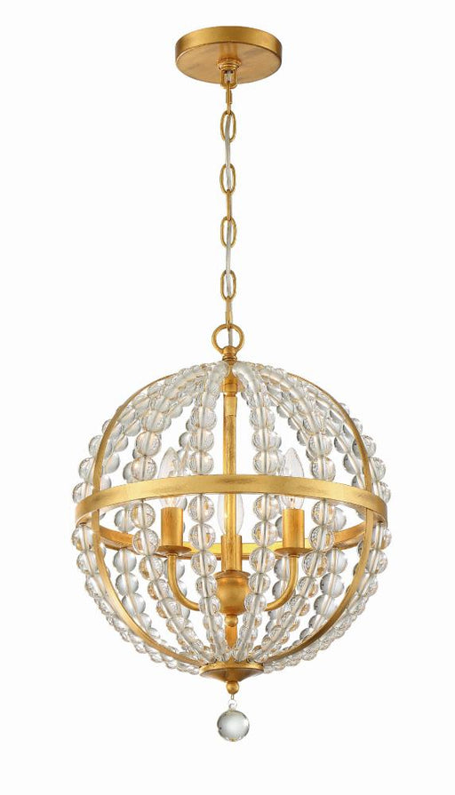 Crystorama Roxy 3 Light Antique Gold Mini Chandelier