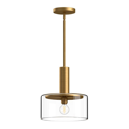 Alora Royale 10-in Aged Gold/Clear Glass 1 Light Pendant